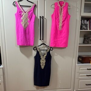 Lilly Pulitzer Pink and Navy Dresses with Gold Lace